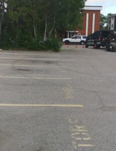 parking lot and what it looks like before it has been sealcoated