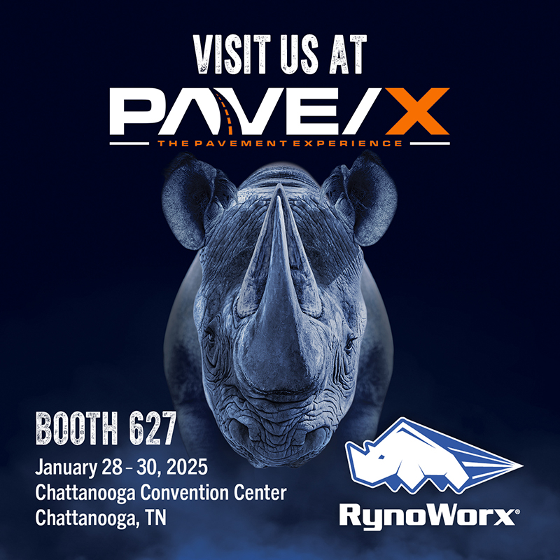 A Flyer showing we’ll be attending Pave X 2025 at the Chattanooga Convention Center in Chattanooga, Tennessee from January 28-30, 2025 with our sister company RynoWorx Equipment